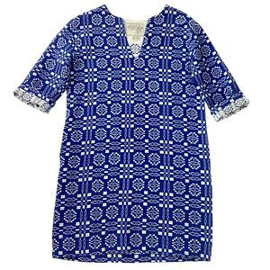 ACE & JIG Size XS Deck Dress in Cardiff Textile Blue White Geometric Pattern